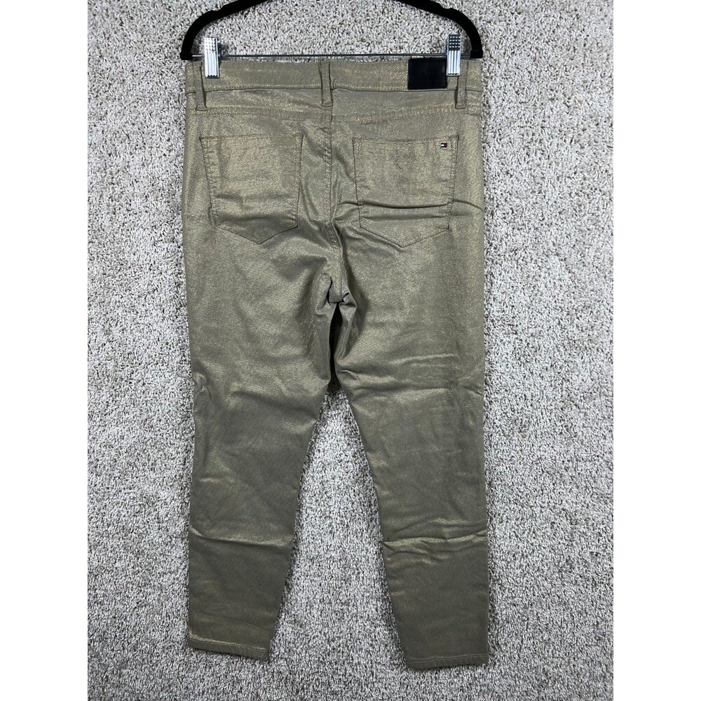 Tommy Hilfiger Women Gold Metallic Skinny Pants Size 10 Tribeca Skinny Stretch - Picture 7 of 11